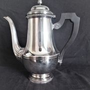 Tea and coffee set on tray, in silver metal Ercuis Goldsmith