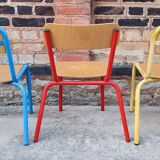 Set of three vintage children's school chairs