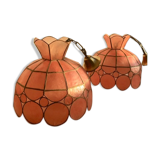 Pair of mother-of-pearl and brass suspensions