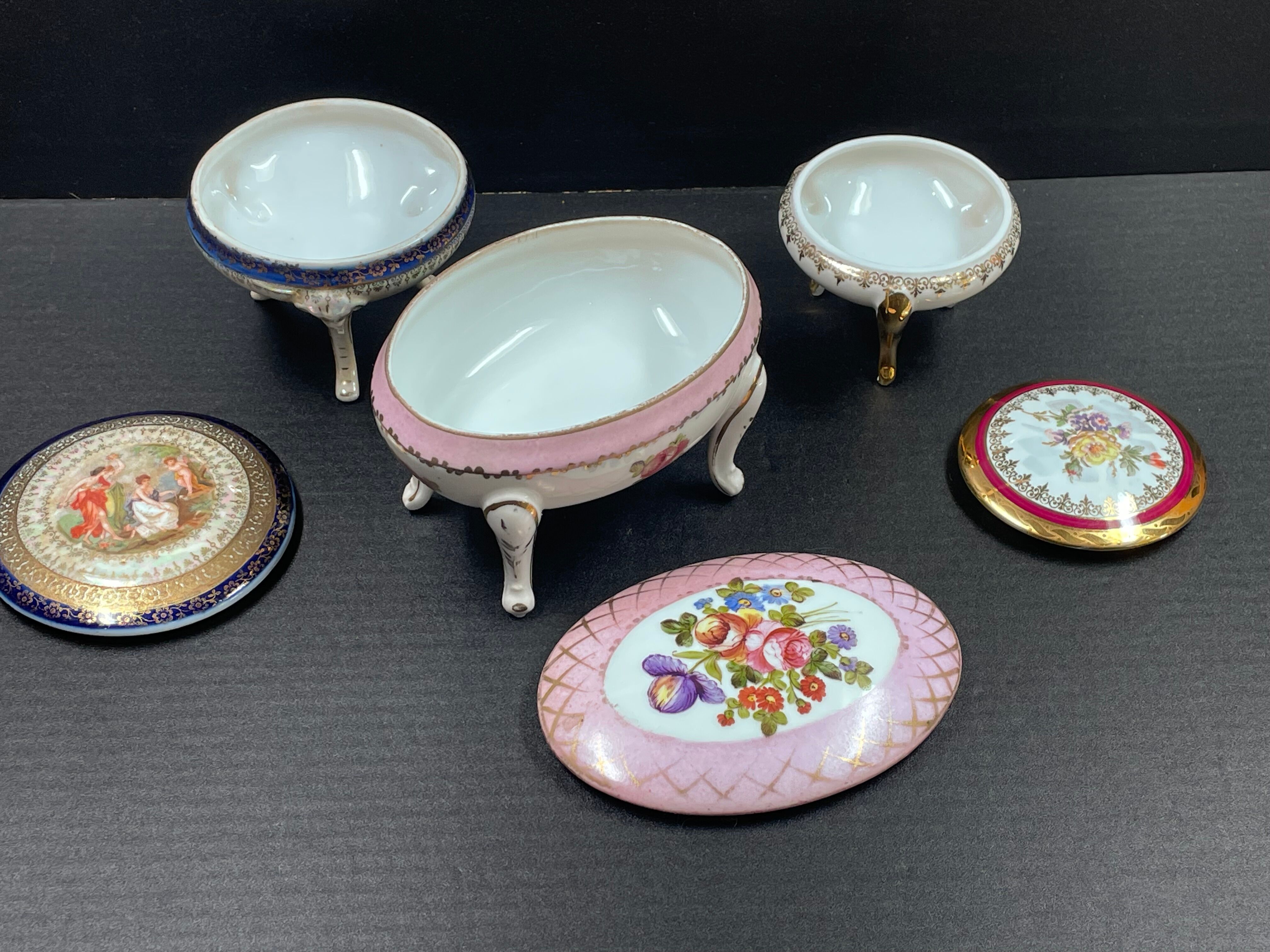 Set of 3 Limoges porcelain candy box