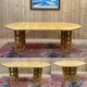 Table de salle à manger anglaise en chêne des années 1970 avec 2 allonges