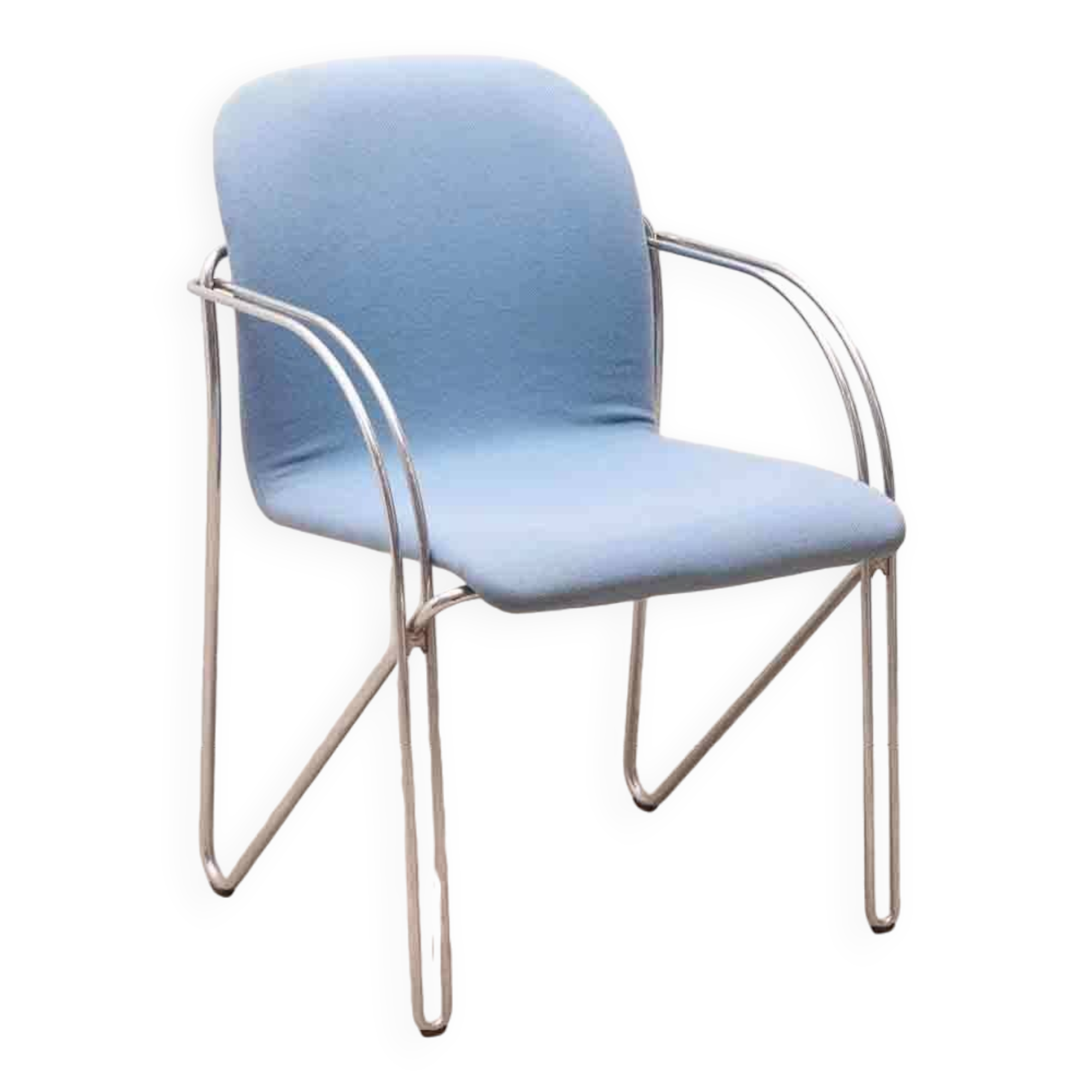Blue and chrome 'Neon Light' armchair by Alfred Homann