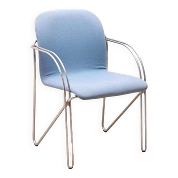 Blue and chrome 'Neon Light' armchair by Alfred Homann