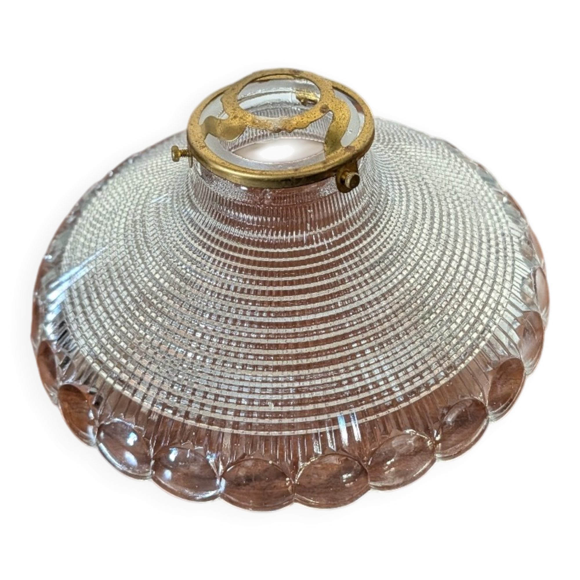 Moulded glass lampshade with concentric relief circa 1950