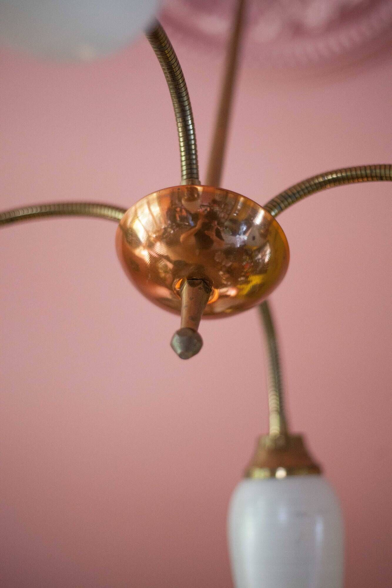 Vintage 4-light pendant light, articulated arm suspension, ceiling lamp, interior decor