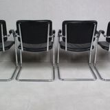Set of 4 vintage tubular steel lounge chair