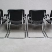 Set of 4 vintage tubular steel lounge chair
