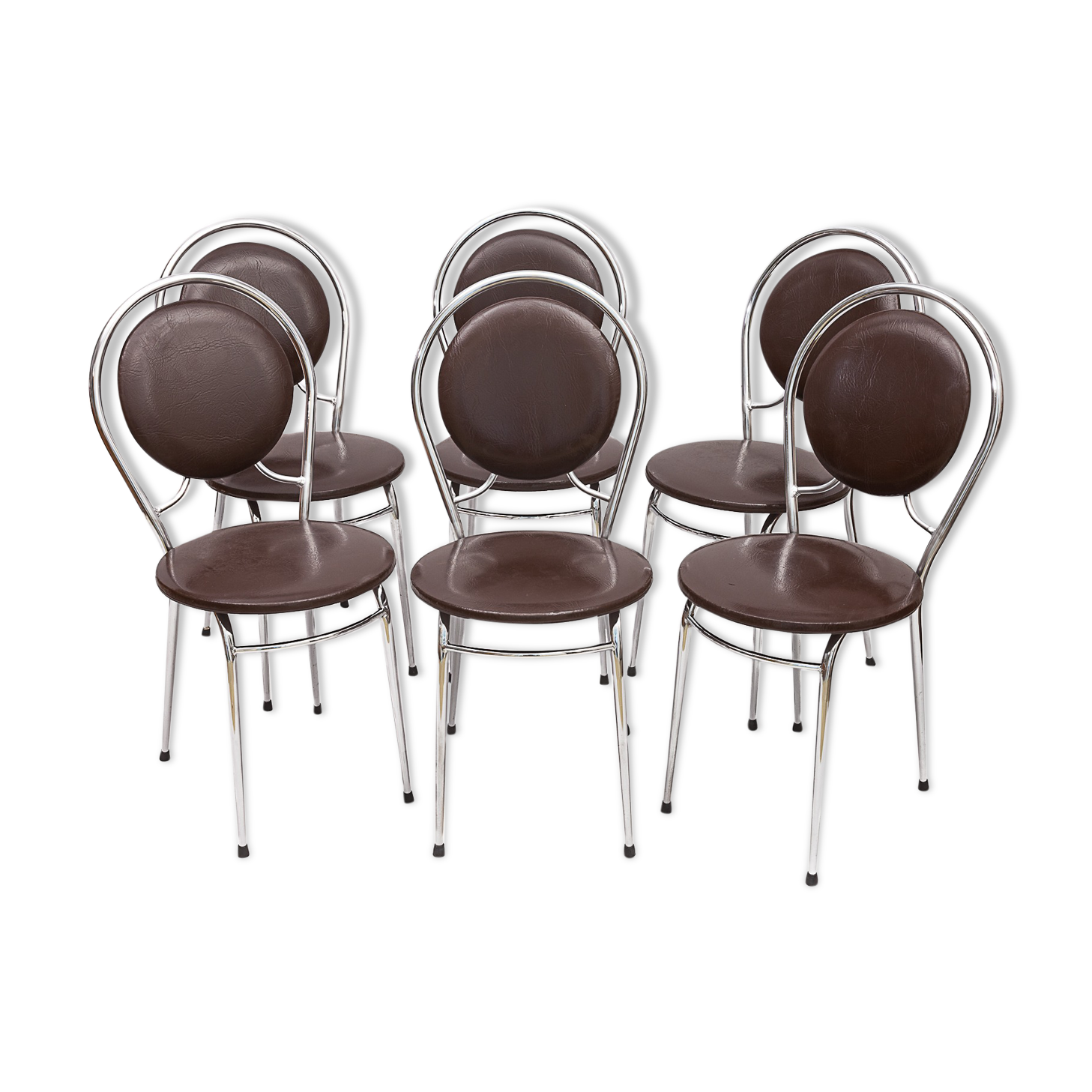 6 chairs Soudexvinyl chocolate, vintage 1970