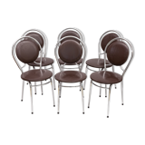 6 chairs Soudexvinyl chocolate, vintage 1970