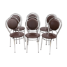 6 chaises Soudexvinyl chocolat, vintage 1970