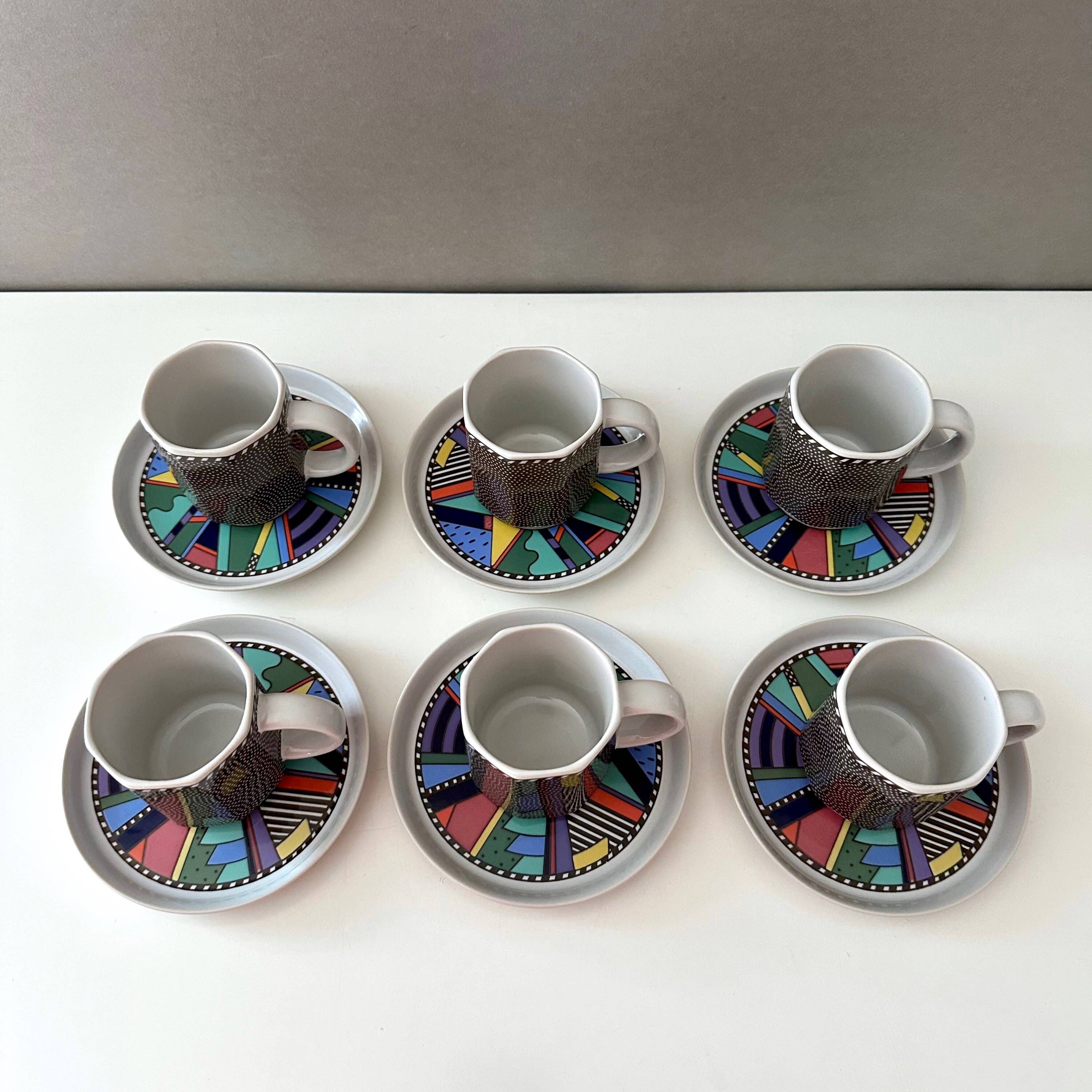 6 Rosenthal Szenario Metropol espresso cups + saucers, 90's