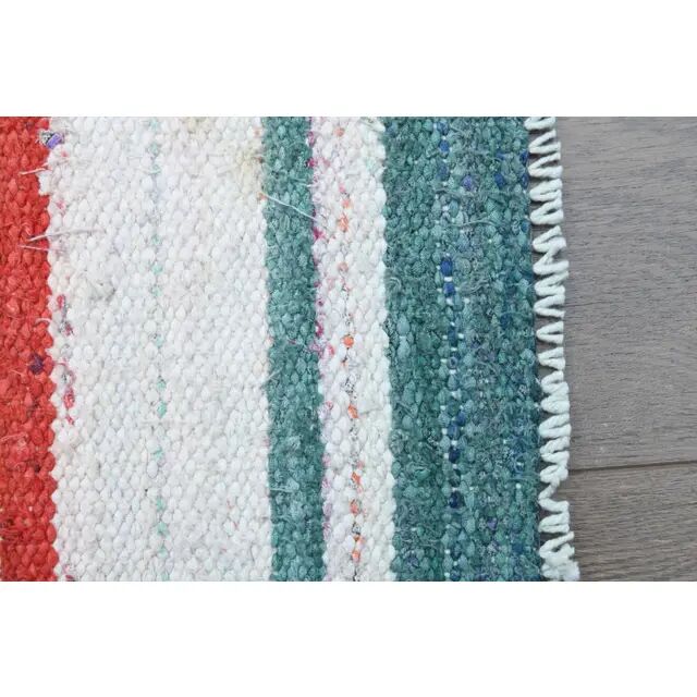 Vintage Turkish Oushak Handmade Wool Cotton Red Runner Rug 123x356