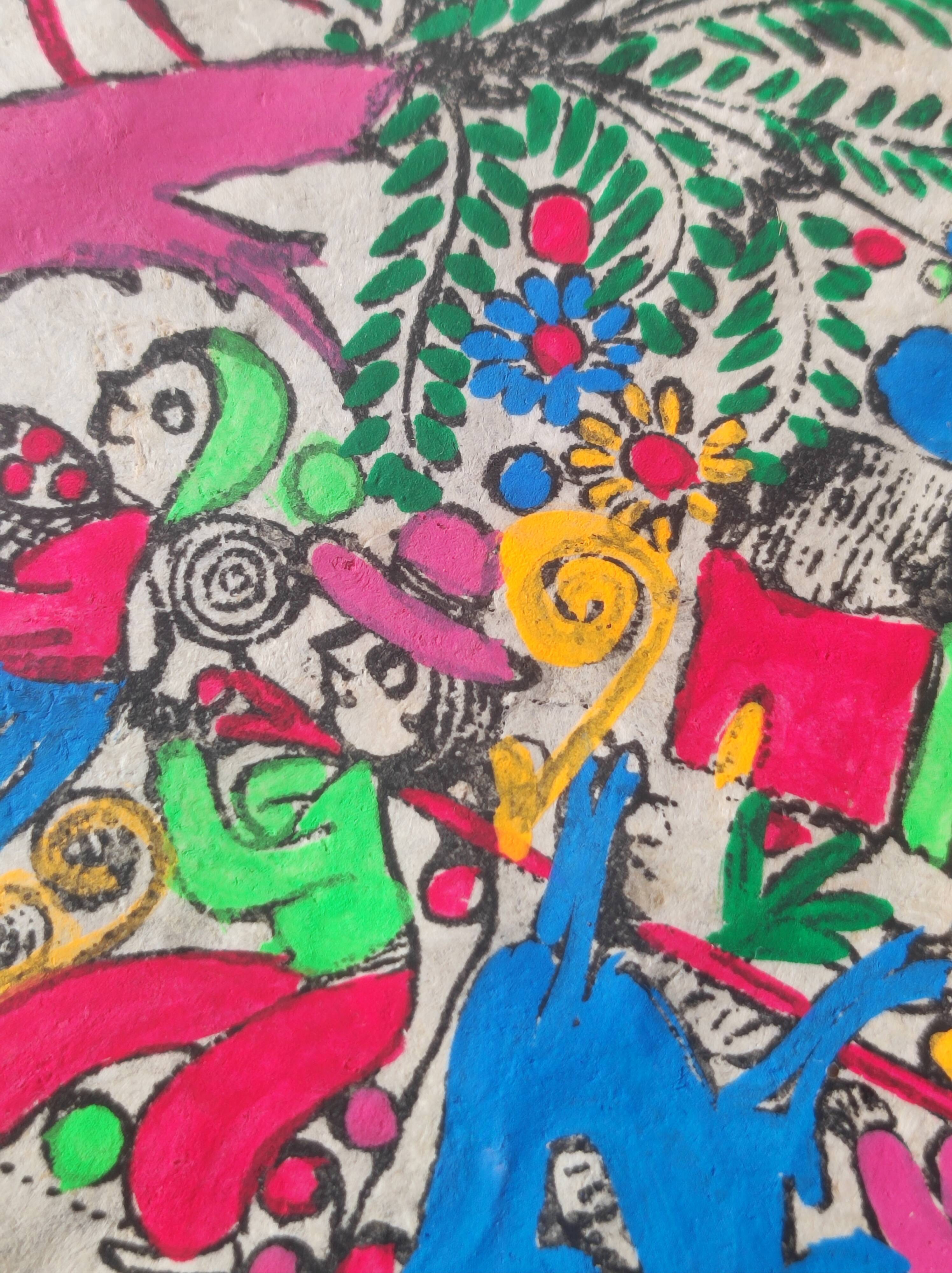 Mexican painting on amate paper