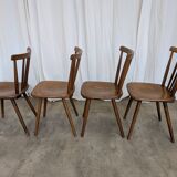 Ensemble de 4 chaises de salle à manger Windsor vintage : en bois des années 50 / STOL Kamnik
