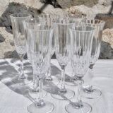 Set of 8 champagne flutes in cut crystal