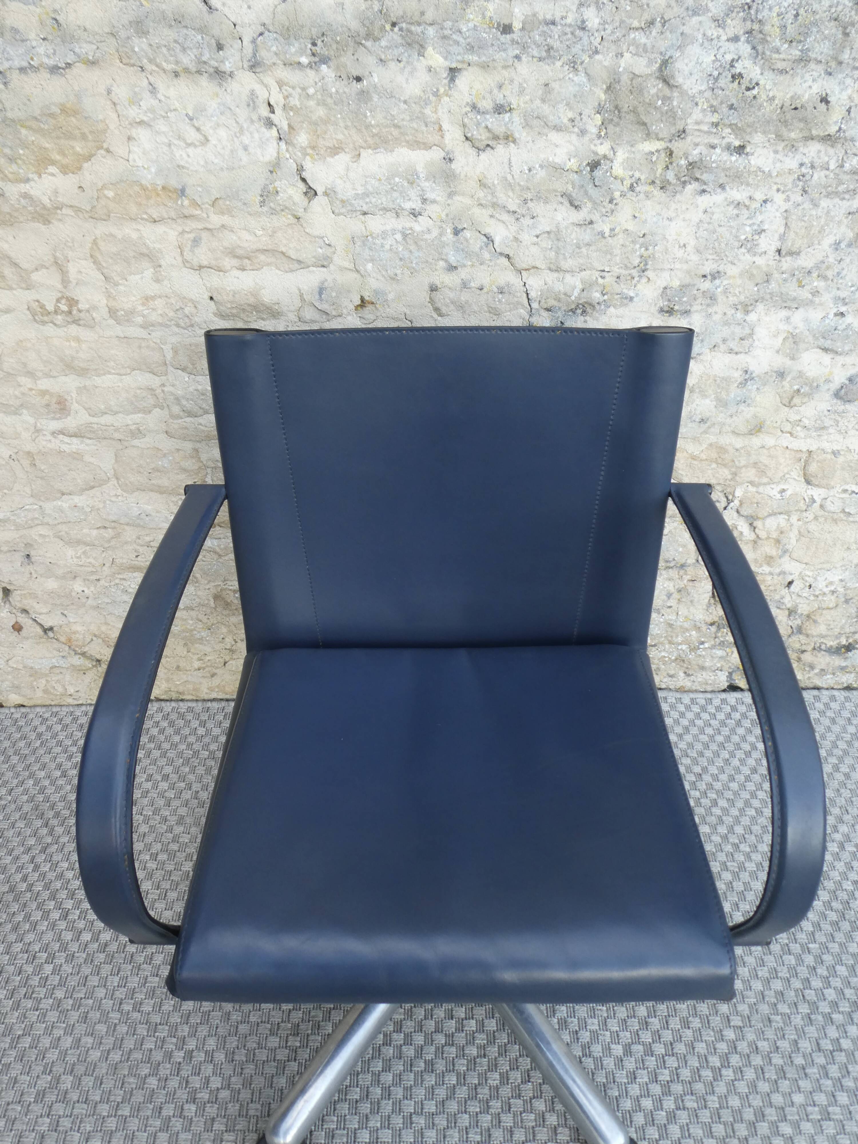 Office chair by Carlo Bartoli for Matteo Grassi in leather.