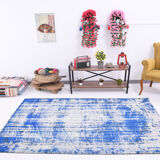5x8 Faded Blue Handmade Wool Turkish Tapis Rug, 243x148Cm