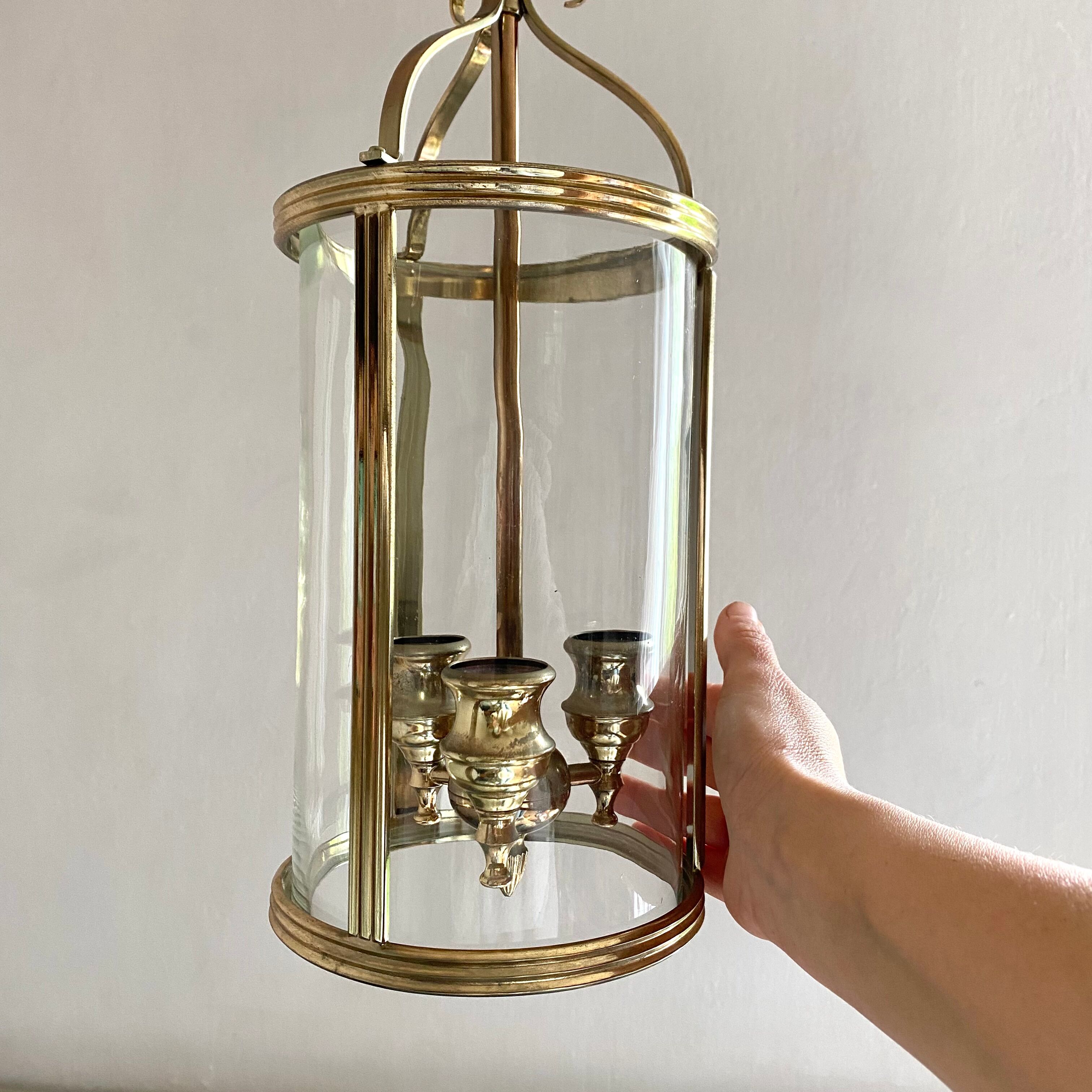 Golden lantern pendant lamp