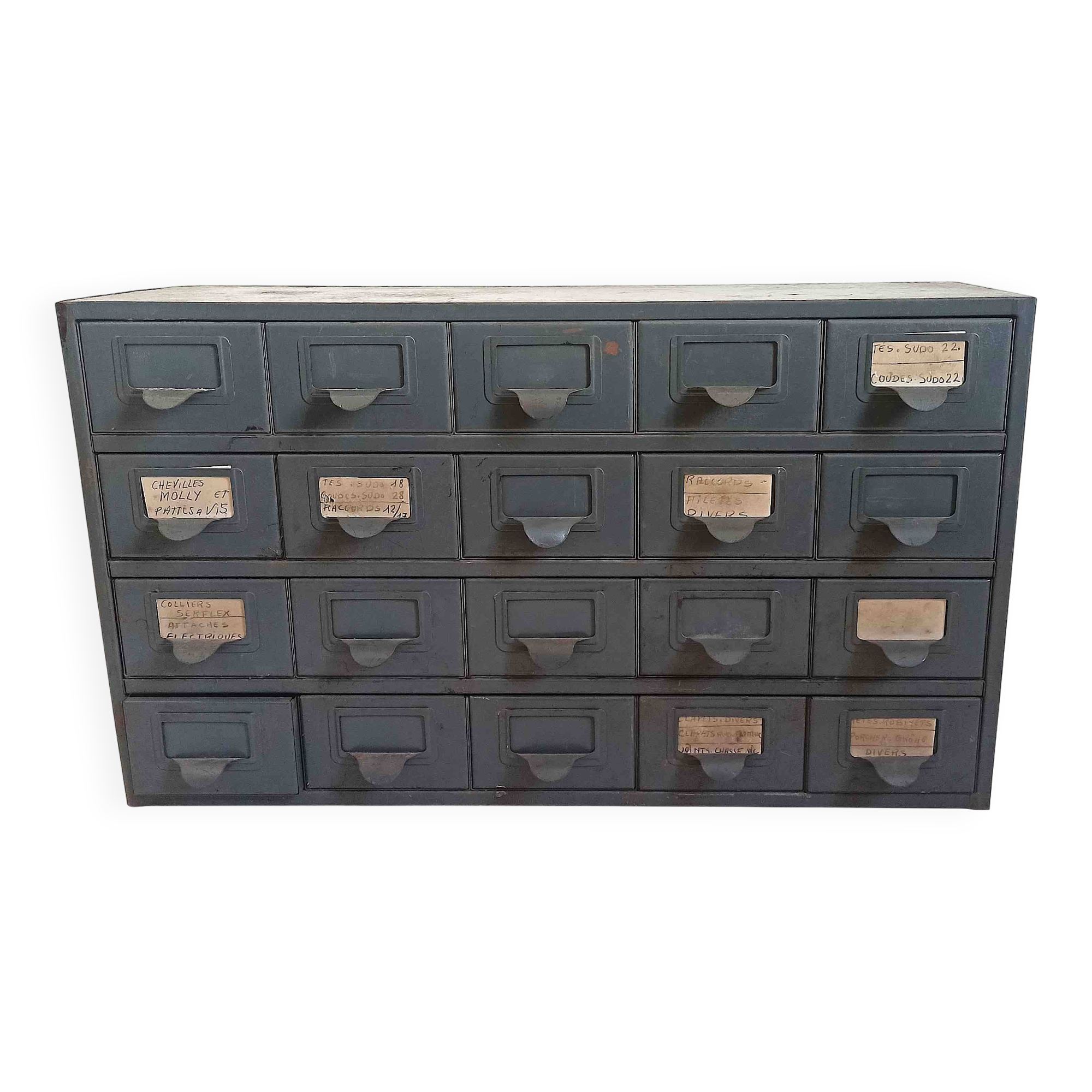 Metal workshop cabinet with 20 drawers, width 69 cm