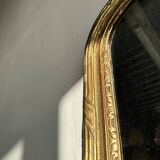 Large gilded mirror 19th century rounded corners mercury glass Louis XVI style