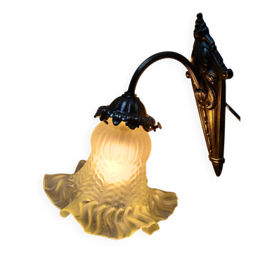 Applique Art-Nouveau en bronze et verre - début XXeme