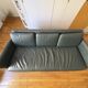 Green leather three-seater sofa Habitat