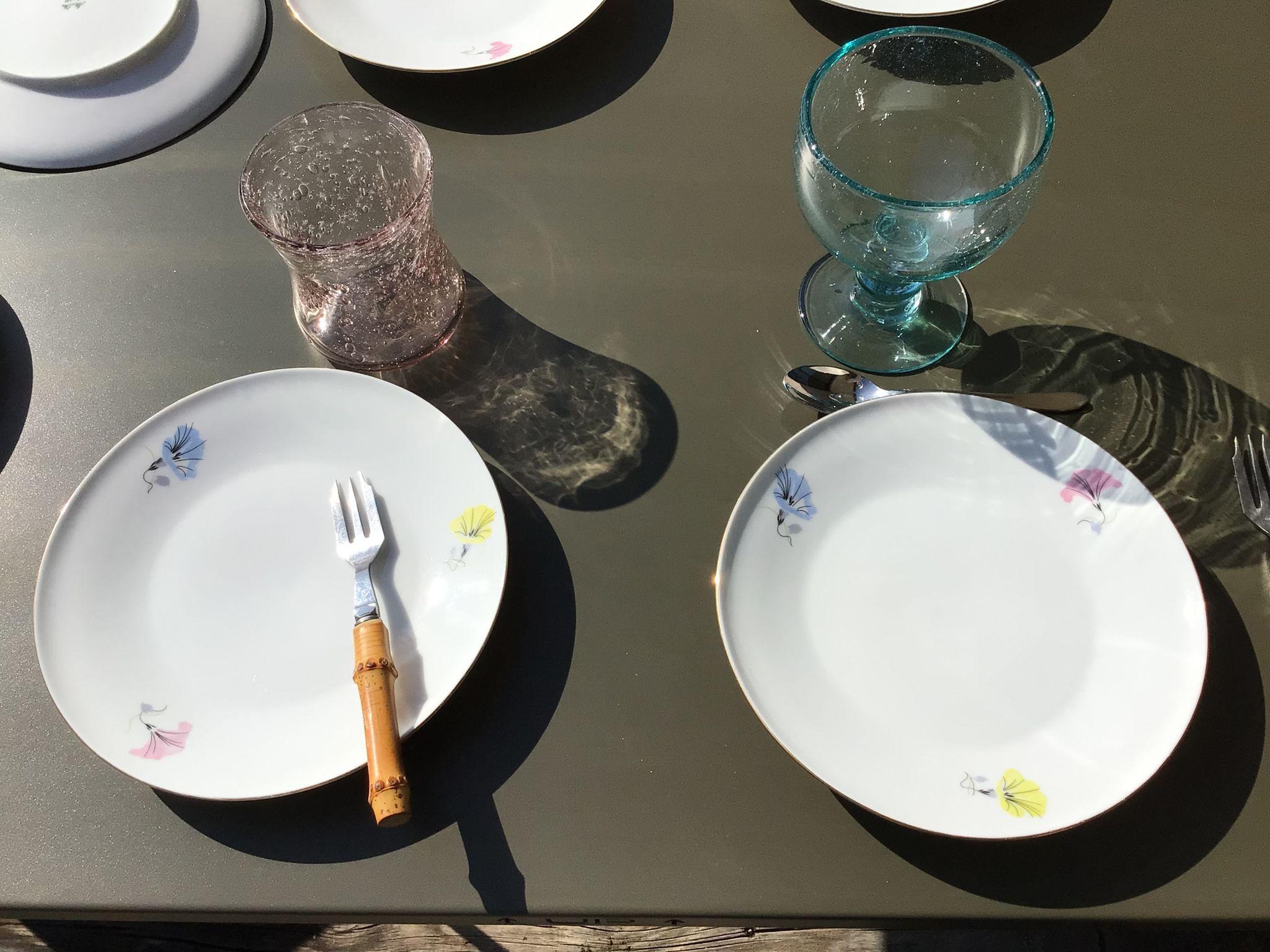 10 plates dessert porcelain decoration flowers 50's melitta
