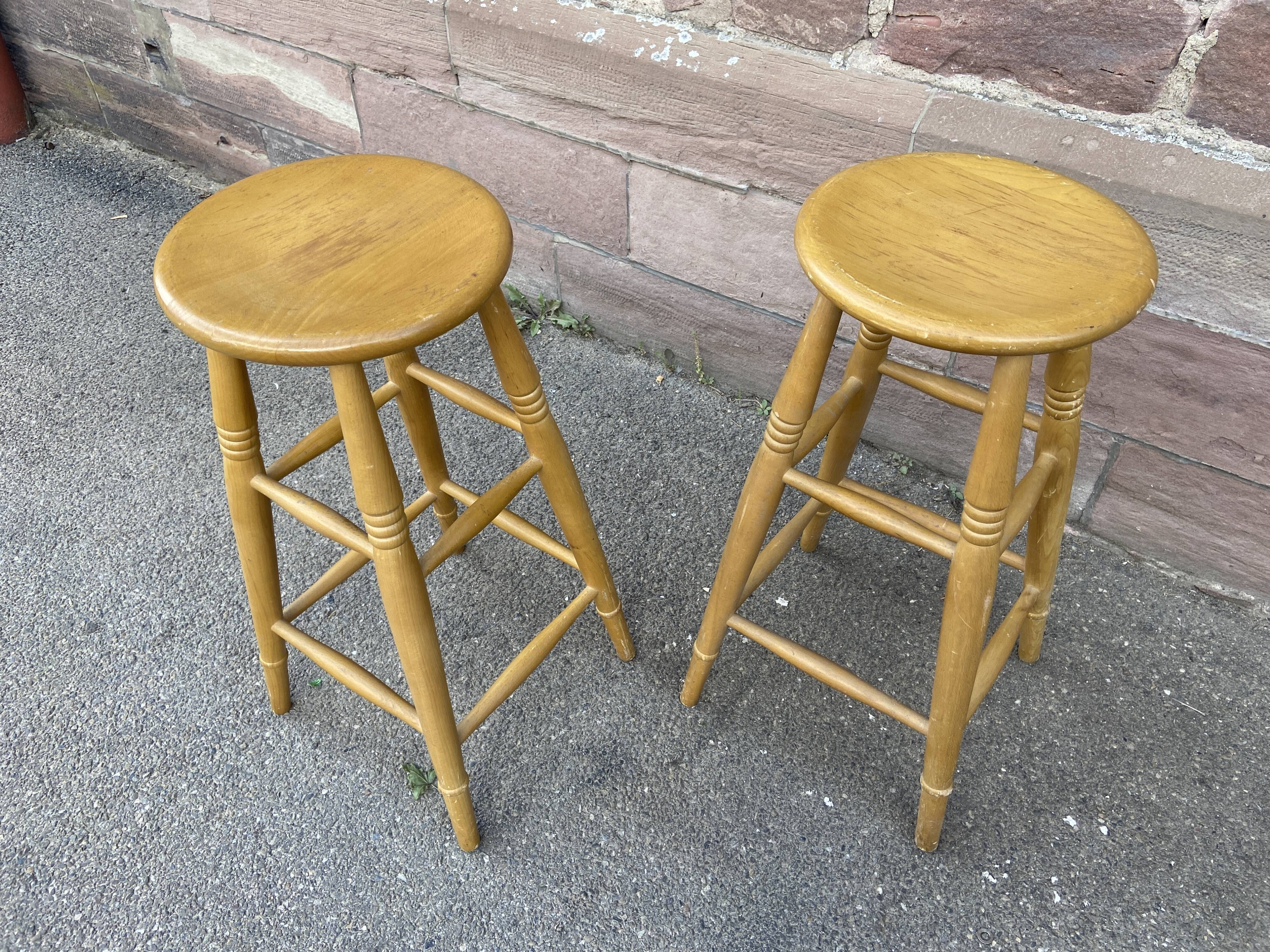 Paire de tabourets de bar bois 1960