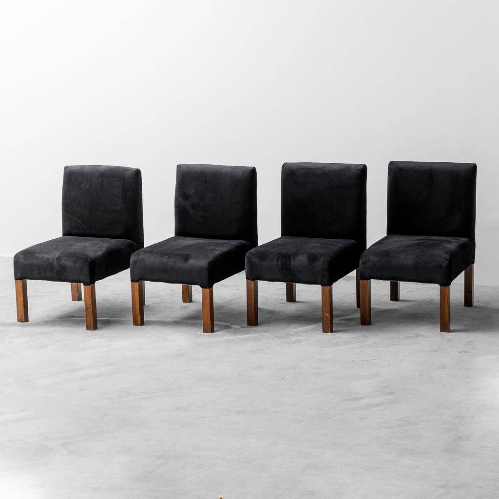 set di quattro sedie velluto legno anni '70 vintage modernariato