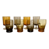 8 small, mismatched vintage glasses