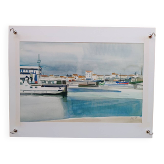 Watercolour by Michel Roubille, the island of Yeu 1983.