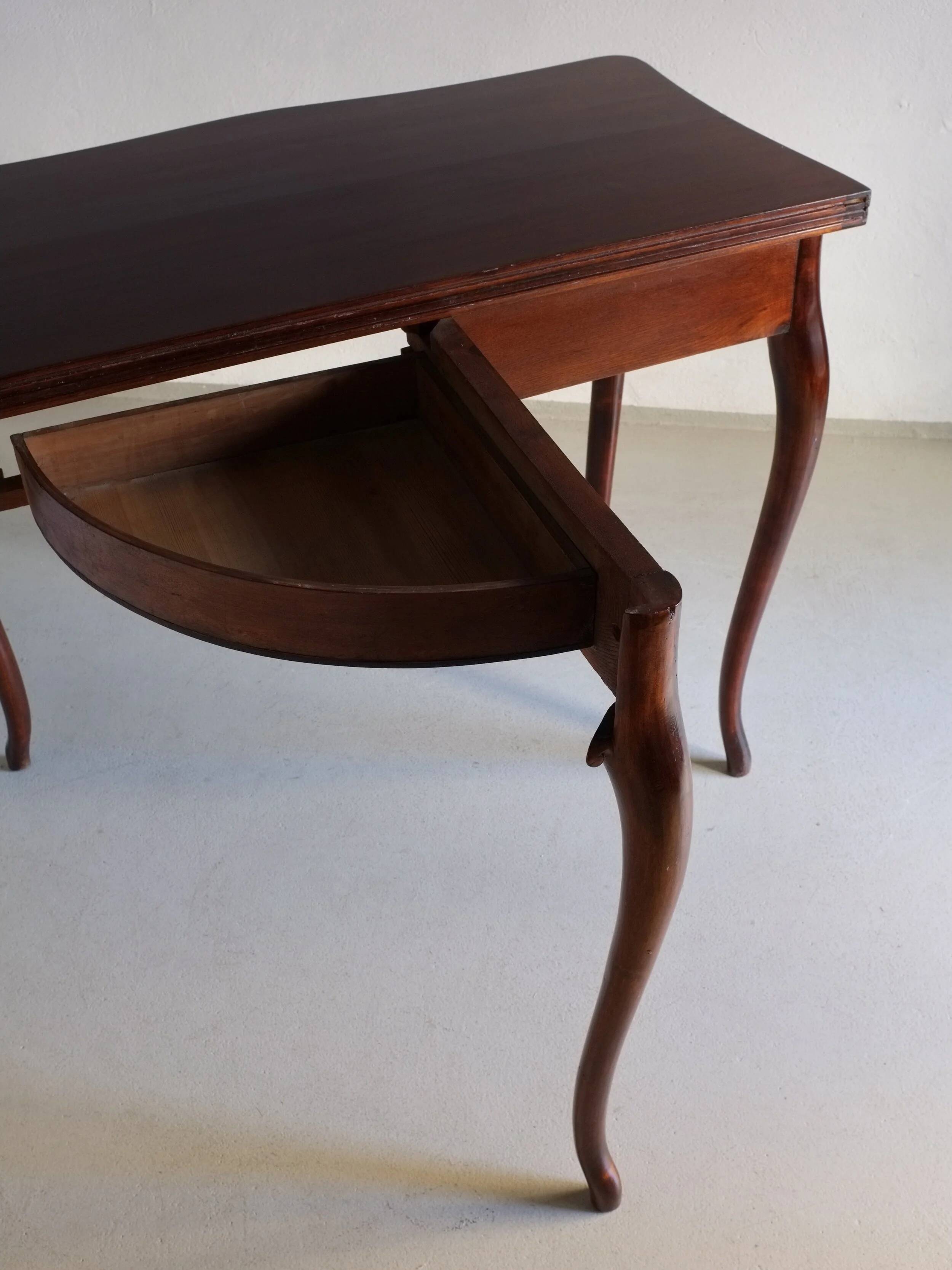 Antique mahogany console folding table | France