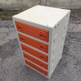 Vintage orange plastic drawer cabinet