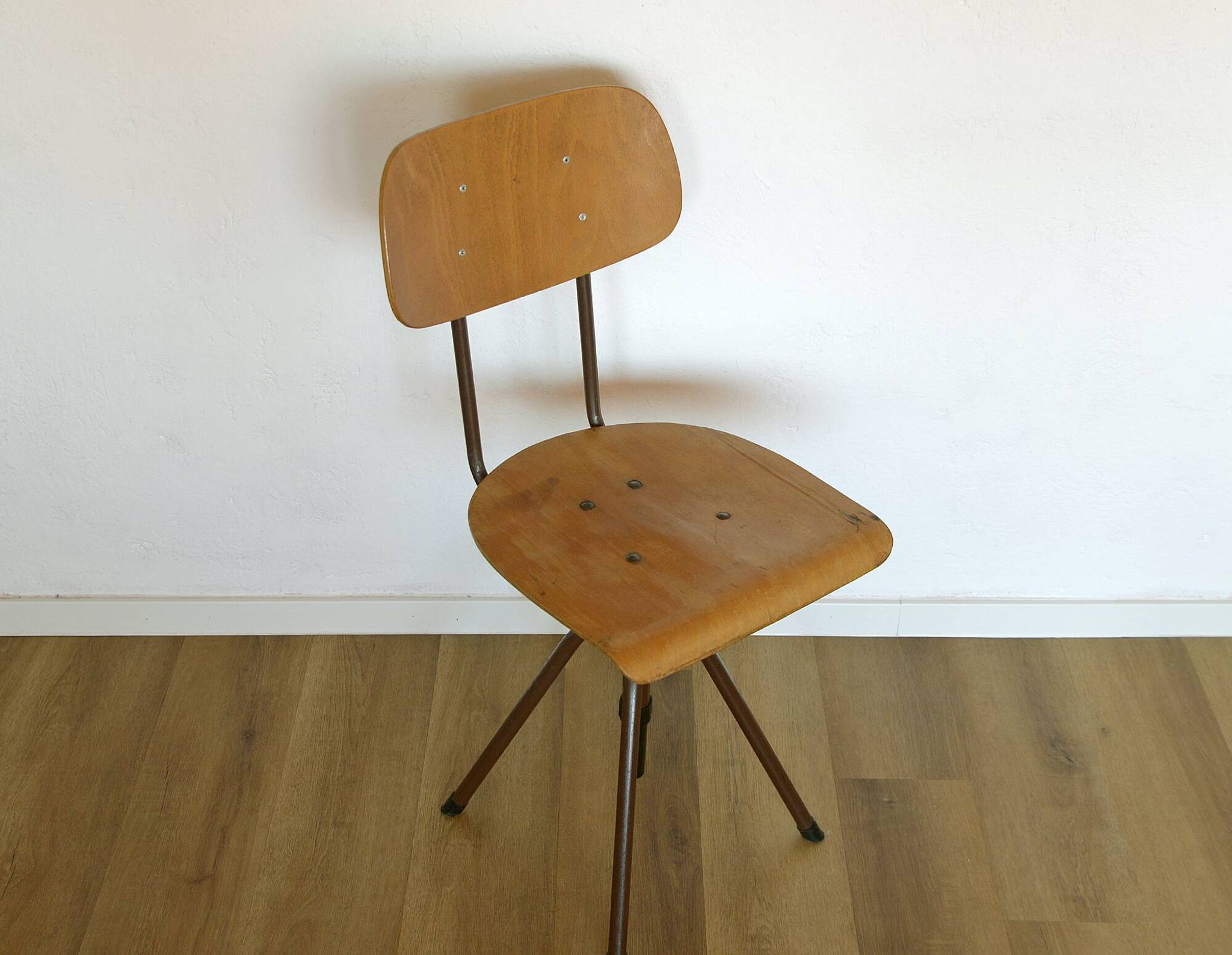 Vintage Office Chair Mid Century Desk Adjustable Swivel Wooden Chair