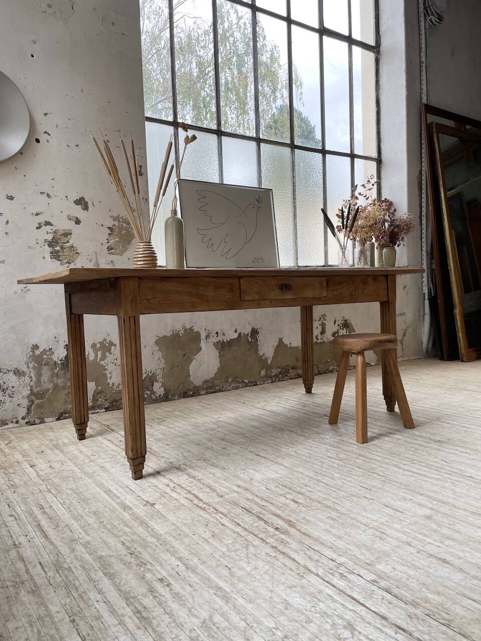 1950s oak butcher's farm table