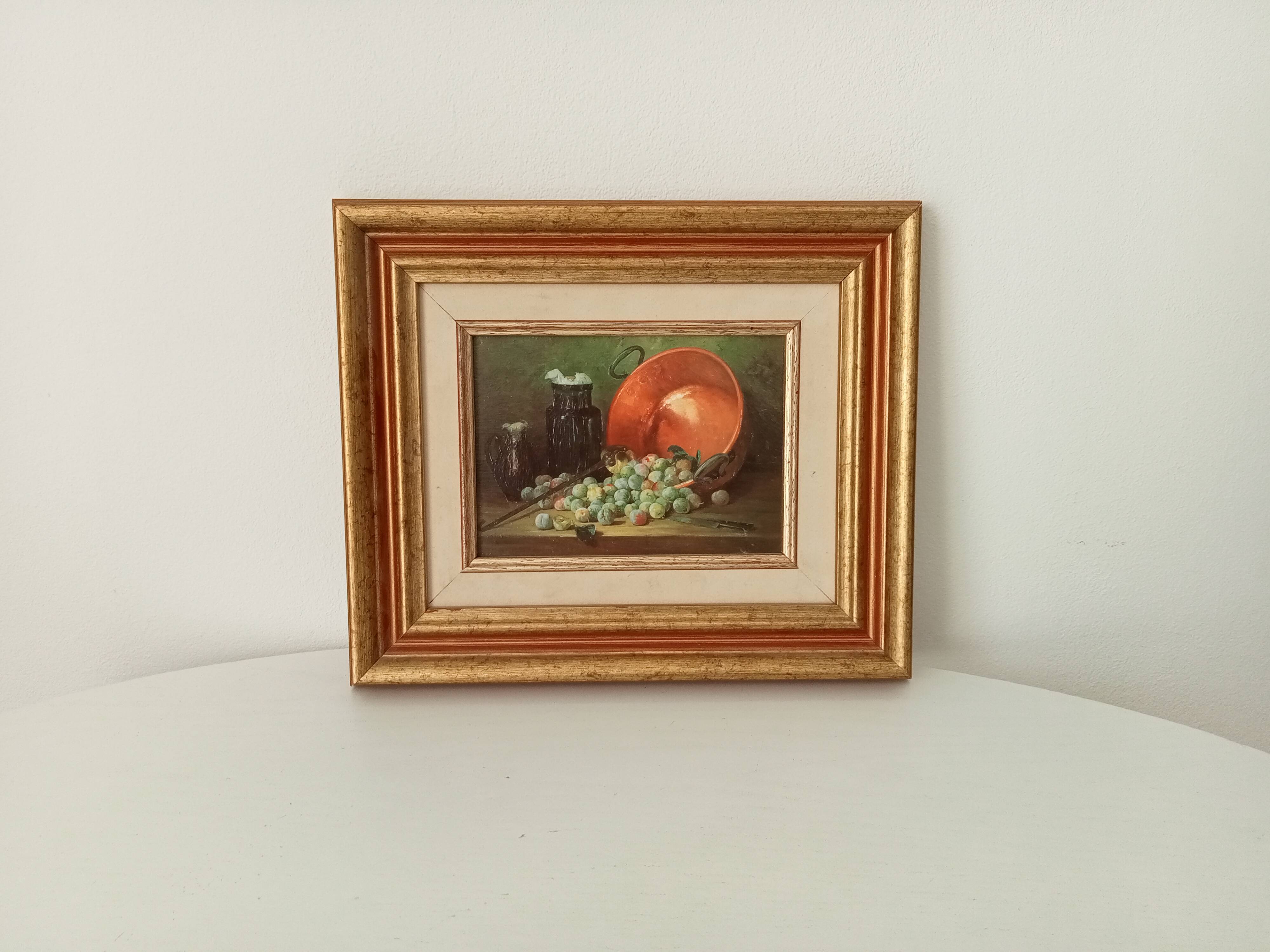 Oil painting on cardboard small format still life