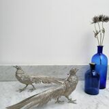 Couple of silver metal pheasants