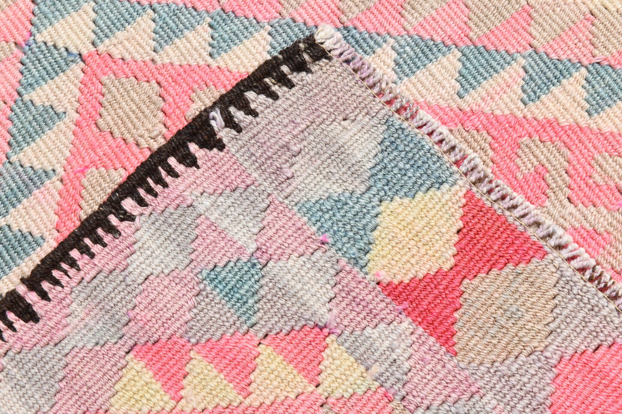 3x13 Soft Pink Turkish Vintage Runner Rug, 94x404Cm