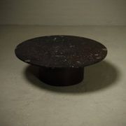 Rare fossil stone and steel coffee table by Metaform 1970s