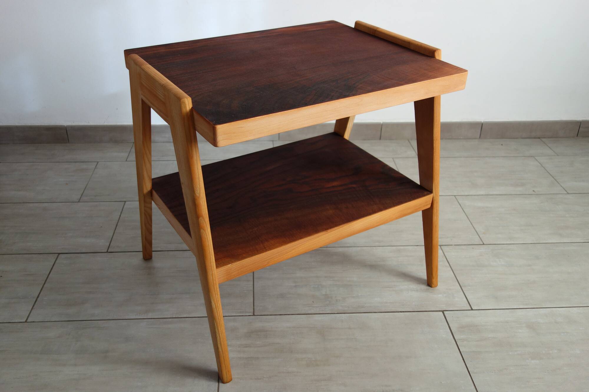 2-tier wooden coffee table from the 50s and 60s