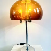Mid-Century Chromed Mushroom Table Lamp With Acrylic Shade, Europe 1970S
