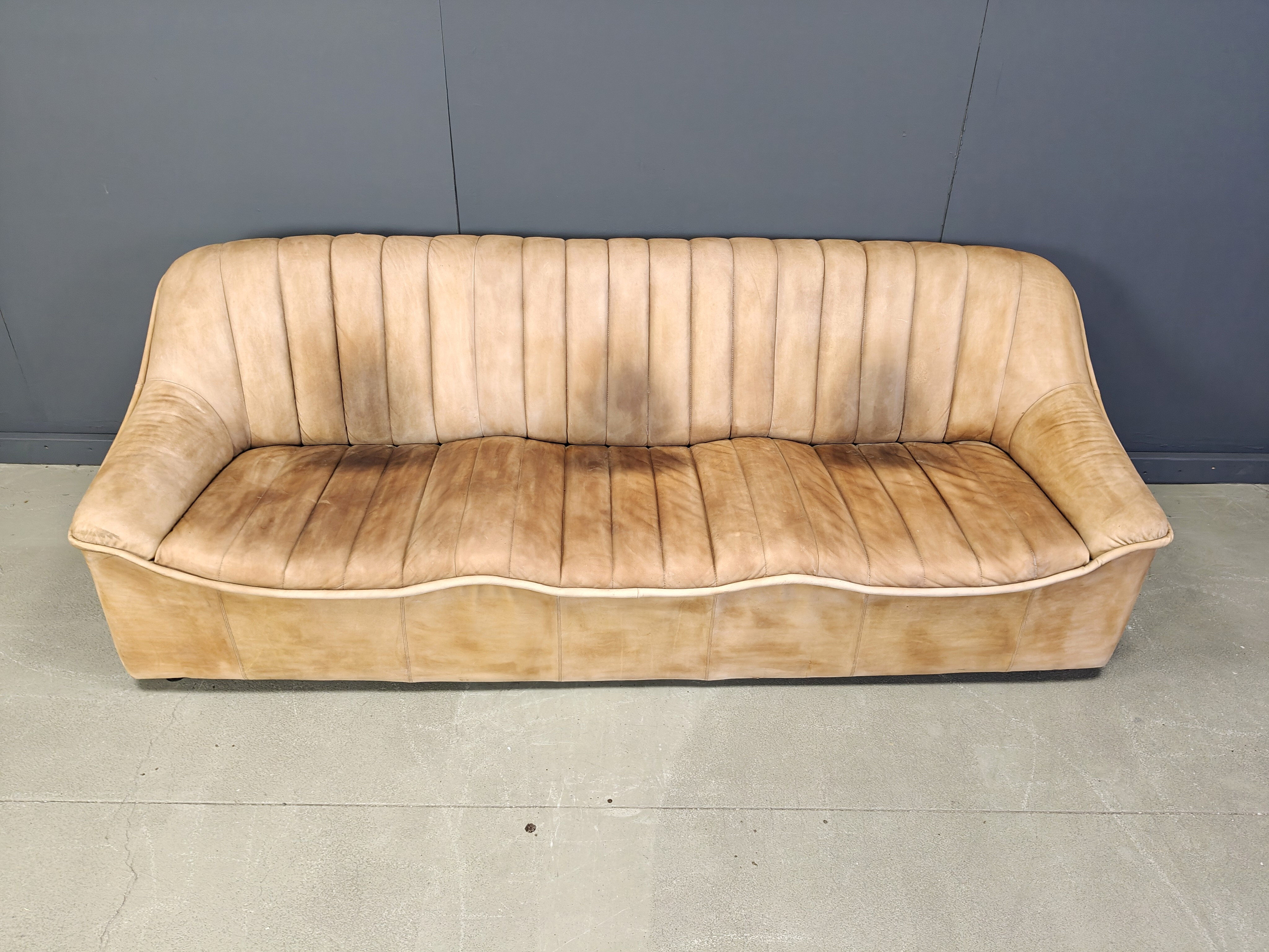 Vintage leather sofa set, 1960s