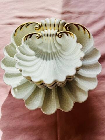 Service à dessert coquillage vintage  60s esprit Art Déco porcelaine Limoge