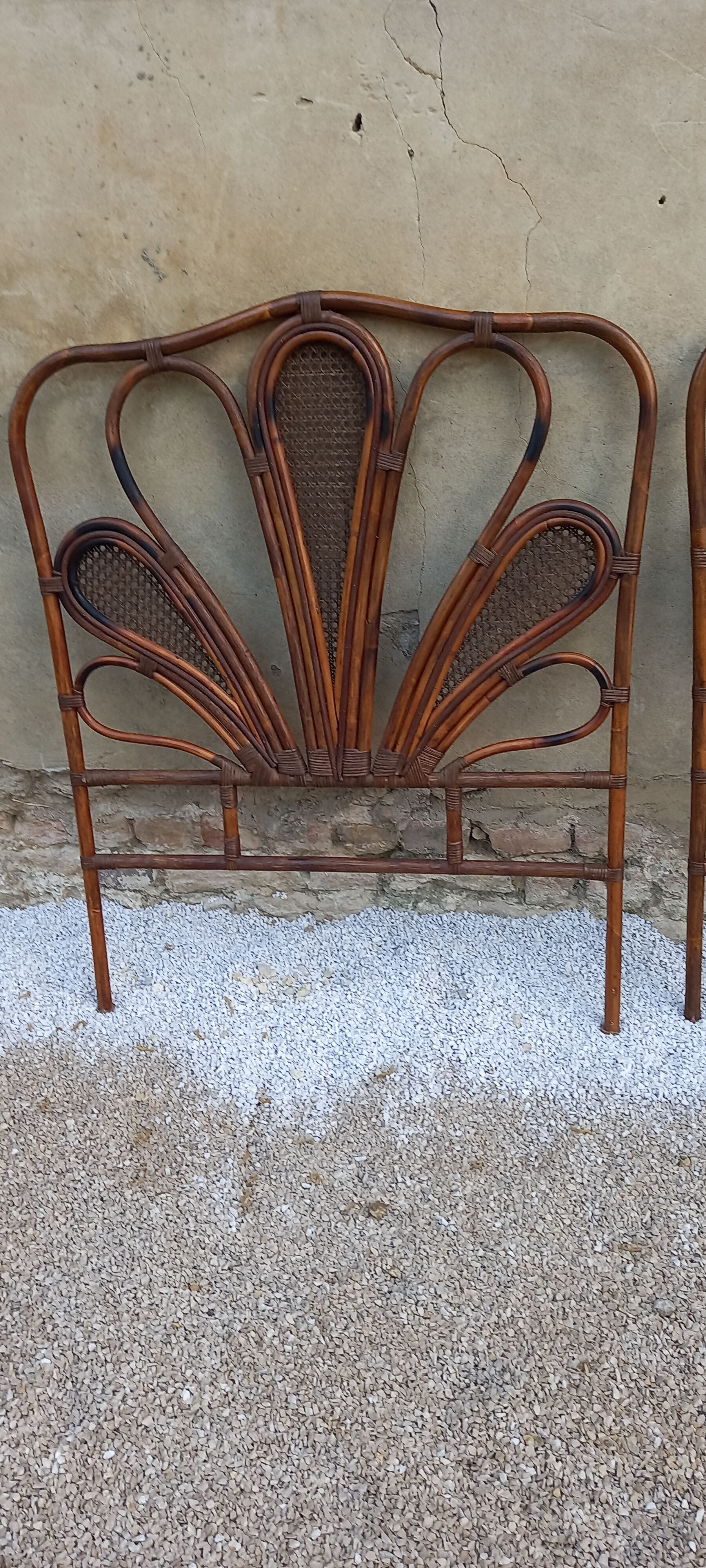 Pair of headboard 1 place in rattan and cannage