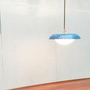 Perforated metal pendant lamp in mid-century style attributed to Ernest Igl for Hillebrand Leuchten, 1960s.