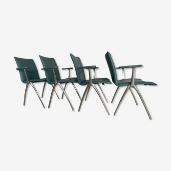 Set of 4 leolux leather chairs