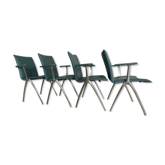 Set of 4 leolux leather chairs
