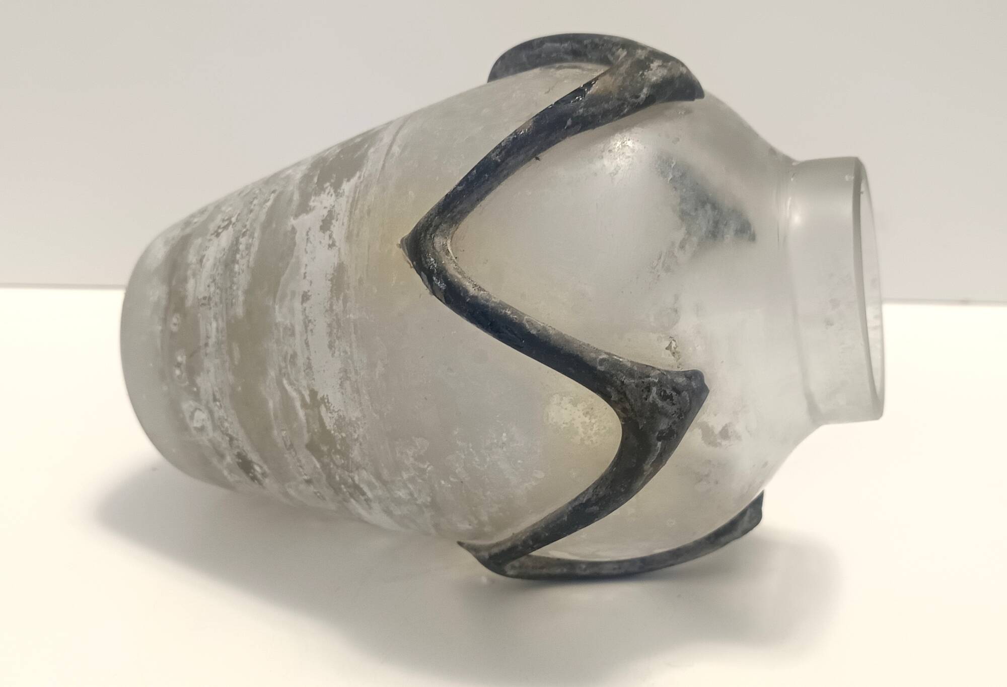 Iridiscent Transparent and Black Scavo Glass Vase attr. to Cenedese, Italy