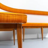 Corner sofa in blond wood and fabric Italy 1950s