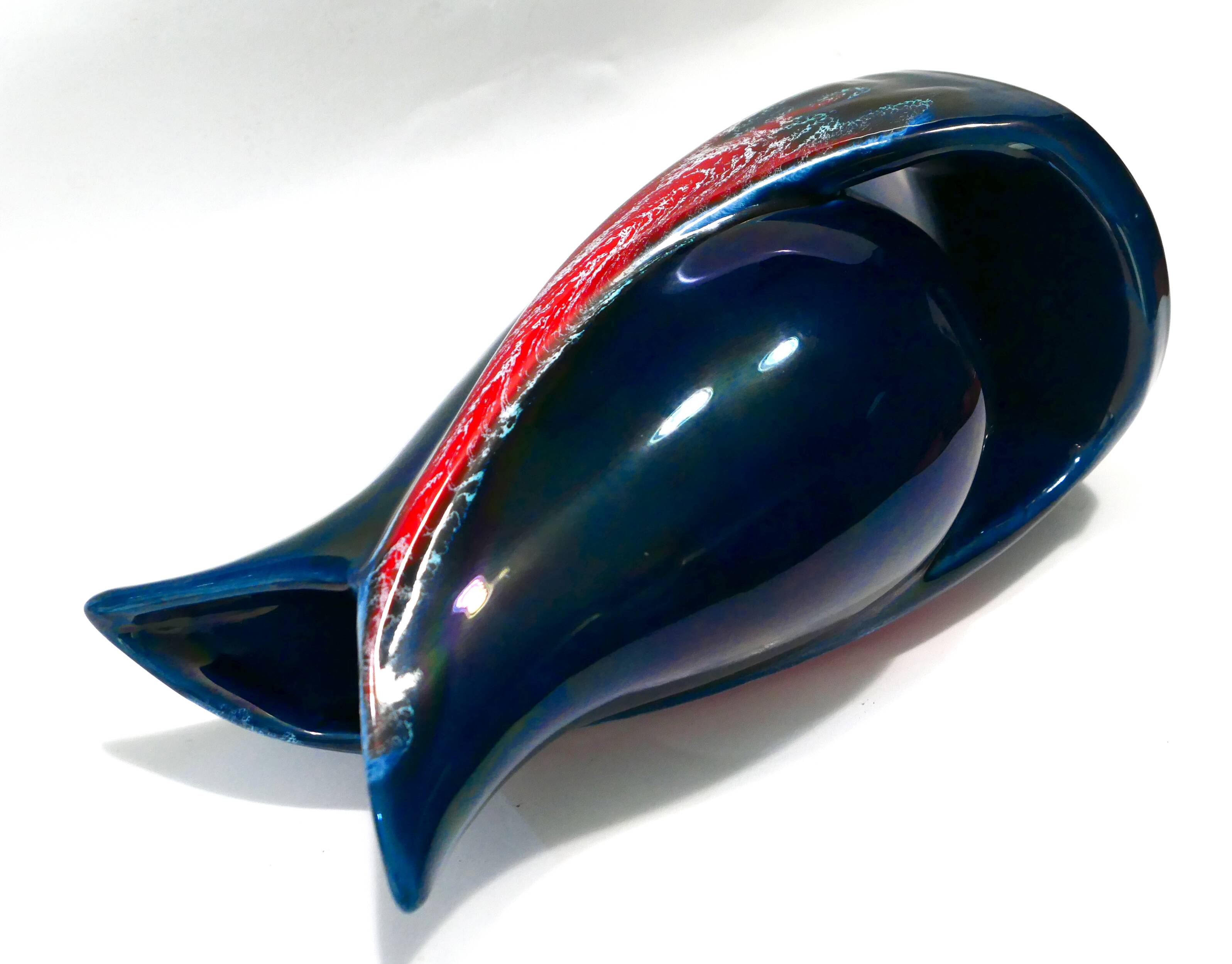 Vase Vallauris forme libre moderniste 1950-60 Bleu rouge